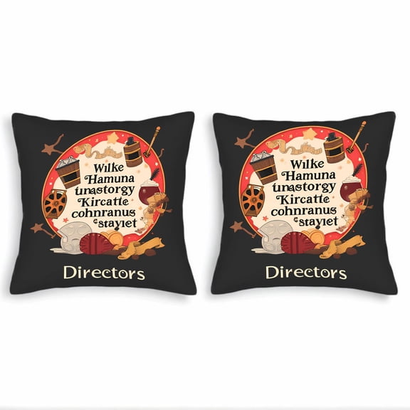 Cinematic Throw Pillow Covers 18x18in Set of 2 - Black Background with Swedish Text Film Reel & Star Design for Couch Bed Car