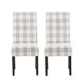 thumbnail image 1 of Cini Dining Side Chair Set of 2, Gray Plaid Fabric, Black Wood Legs, 1 of 3
