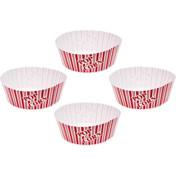 Cinima Style Plastic Theater Popcorn Bowl, Reusable, Large (Pack of 4)