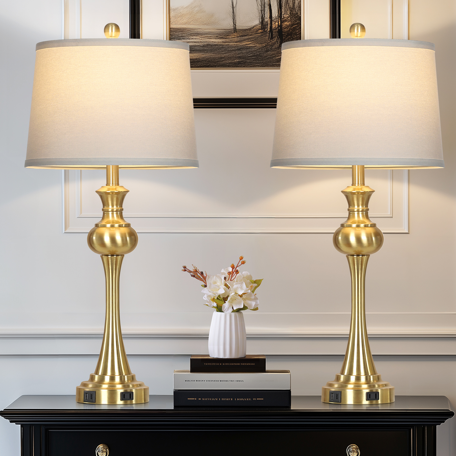 Cinkeda 28 75 Tall Table Lamps Set Of 2 For Living Room Bedroom With 