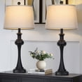 thumbnail image 1 of Cinkeda 3 Way Dimmable Tall Table Lamp Set of 2 with USB A+C Ports AC Outlet for Living Room Bedroom 28" Industrial Black Touch Control Nightstand Bedside Lamps, 1 of 6