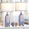 thumbnail image 1 of Cinkeda Cosatal Glass Table Lamps Set of 2 for Living Room Bedroom 3 Way Dimmable Touch Control Bedside Nightstand Lamp with USB A+C Ports AC Outlet Nightlight, 1 of 9