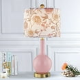 thumbnail image 1 of Cinkeda Pink Ceramic Table Lamp with USB Ports Floral Shade 3 Way Dimmable Touch Control Single Nightstand Lamp 24" Modern Gold Bedside Lamps for Living Room Bedroom, 1 of 8