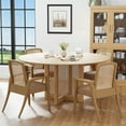 thumbnail image 1 of Cinna 60" Soild Wood Dining Table Rattan Round Kitchen Table, Oak, 1 of 6