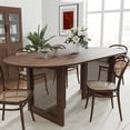 thumbnail image 1 of Cinna 67"x33.5" Soild Wood Dining Table Rattan Oval Kitchen Table, Walnut, 1 of 6