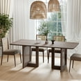 thumbnail image 1 of Cinna 67"x33.5" Soild Wood Dining Table Rattan Rectangle Kitchen Table, Walnut, 1 of 7