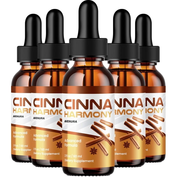 Cinna Harmony Drops CinnaHarmony Advanced Formula Drops Natural Blend Liquid Supplement, 5 Pack, 5 Month Supply