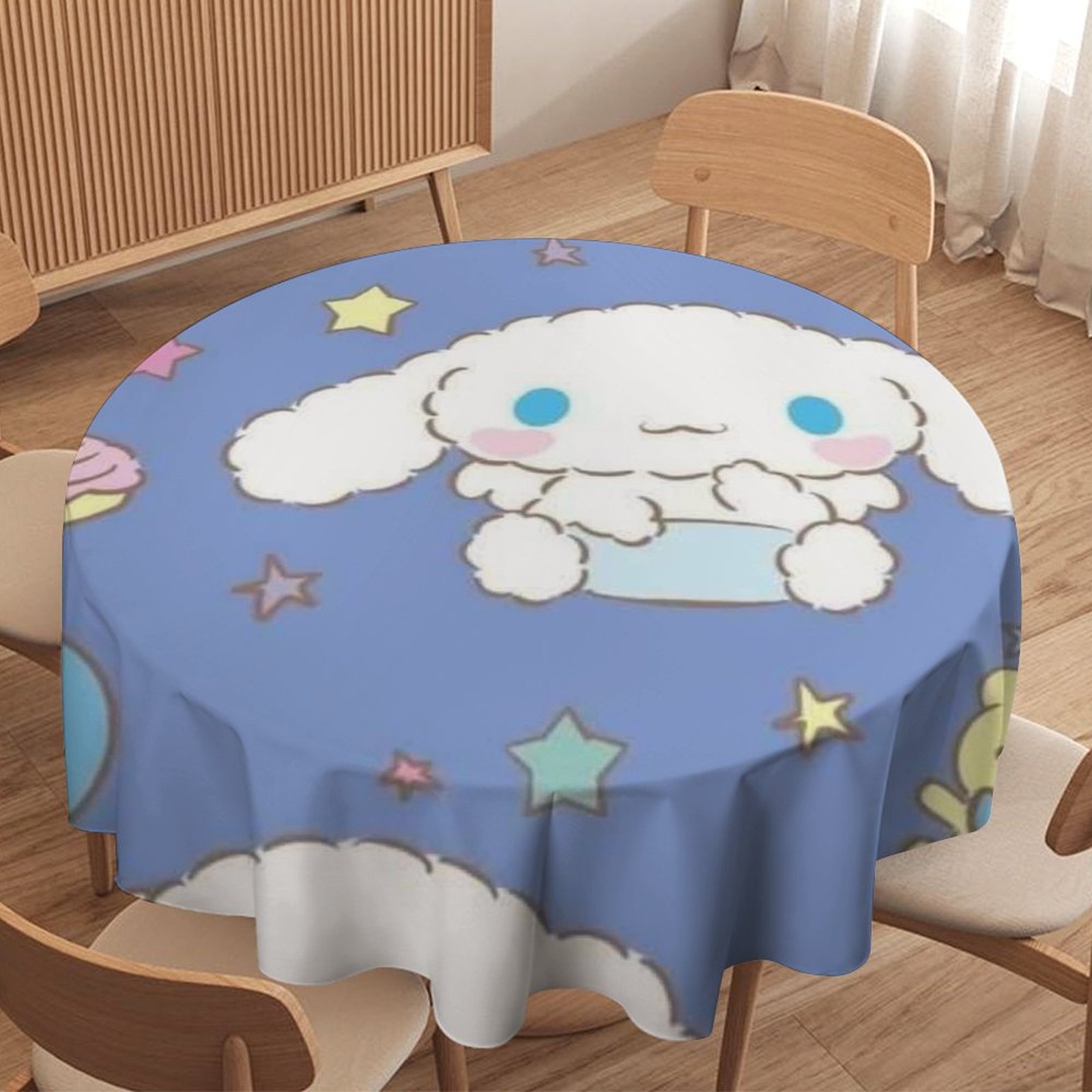 Cinnamoroll Anime Dog Round Tablecloth，Waterproof Stain and Wrinkle