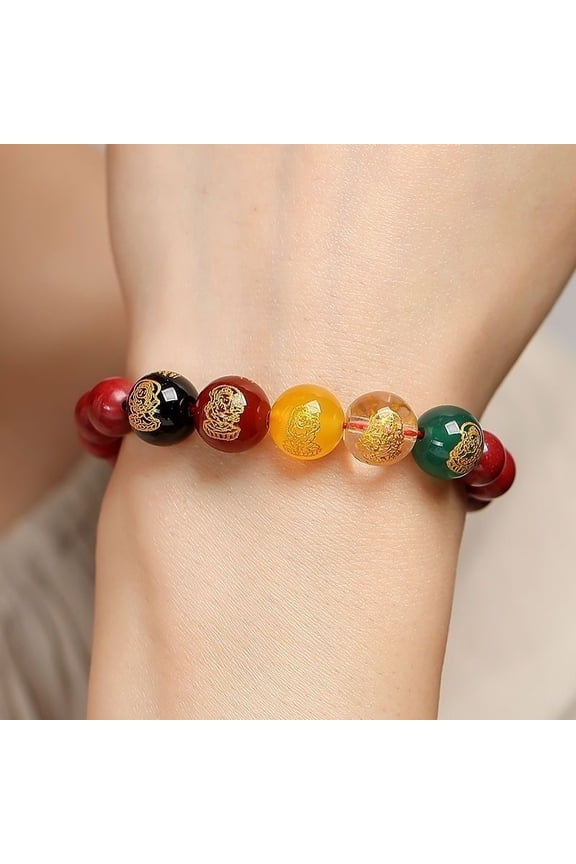 Cinnabar Bracelet Natural Five Gods Of Wealth Purple Gold