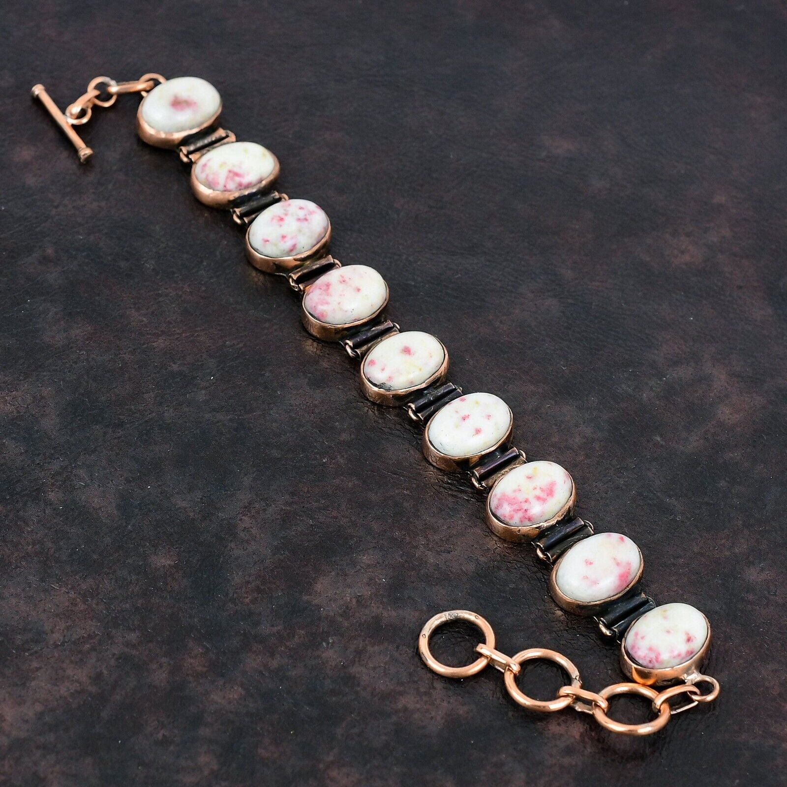 KALKA JEWELS Cinnabar Gemstone Handmade Jewelry Copper Birthday Gift Adjustable Bracelet 6.0"