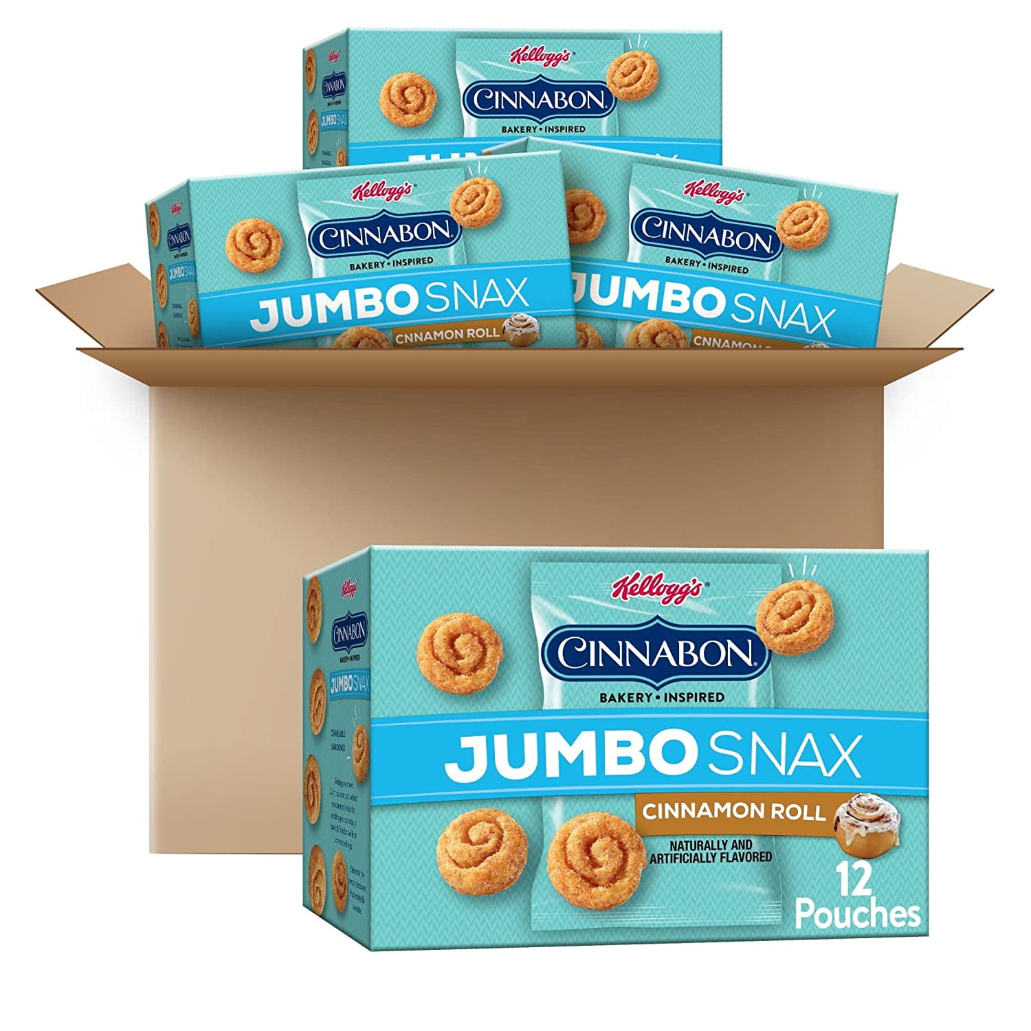 Cinnabon Jumbo Snax Cereal Snacks, Lunch Box Snacks, Cinnamon Roll (4