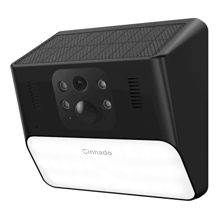 Cinnado 2K Solar Smart Wall Light Cameras, 2.4G Outdoor Camera Wireless for Home Security with Motion Activated Light, Siren Cloud/SD Storage, AI Motion Detection, Waterproof, Compatible with Alexa