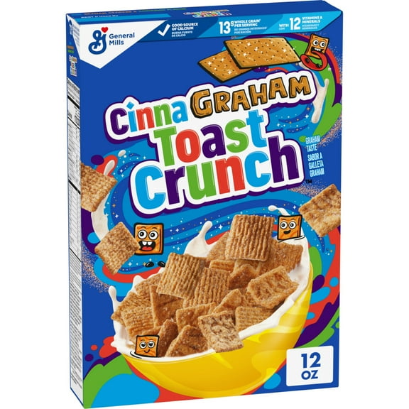 CinnaGraham Toast Crunch Breakfast Cereal, Made with Whole Grain, 12 oz