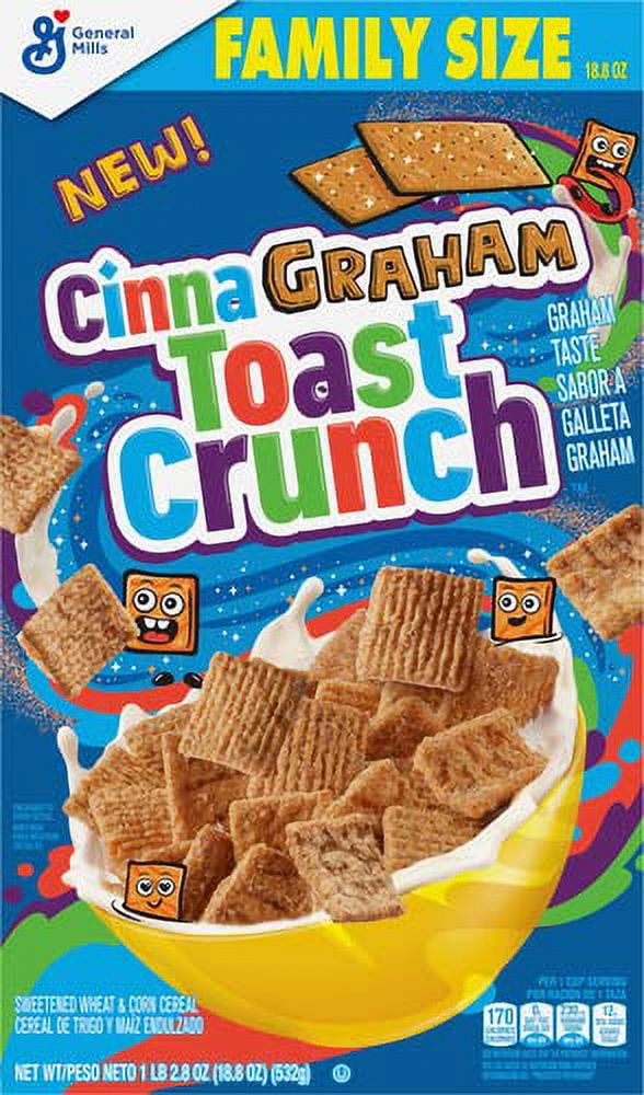 Cinnagraham Toast Crunch Breakfast Cereal, Whole Grain, Family Size, 18 ...