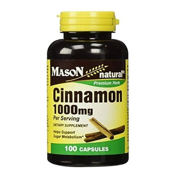 Cinnamon 1000 Mg Natural Dietary Supplement Capsules By Mason - 100 Ea, 6 Pack