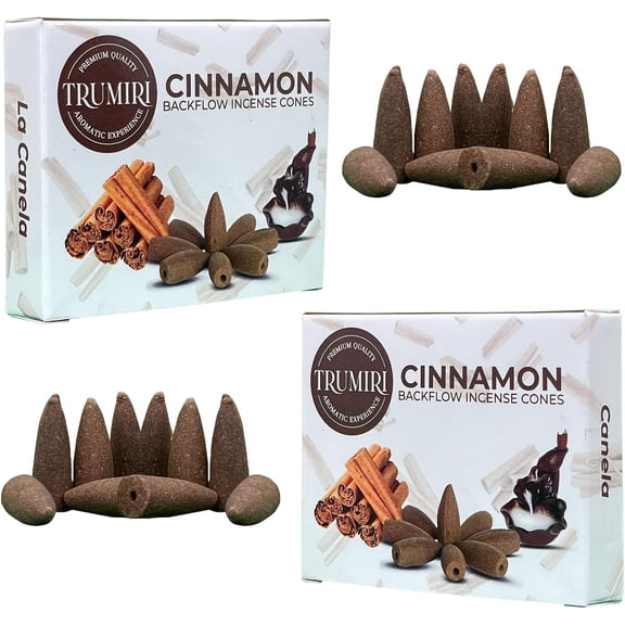 Cinnamon Backflow Incense Cones - Total 20 Incense Cones Waterfall - Dual Pack of 10 Incense Backflow Cones - Waterfall Incense Cones - Incense Waterfall Cones