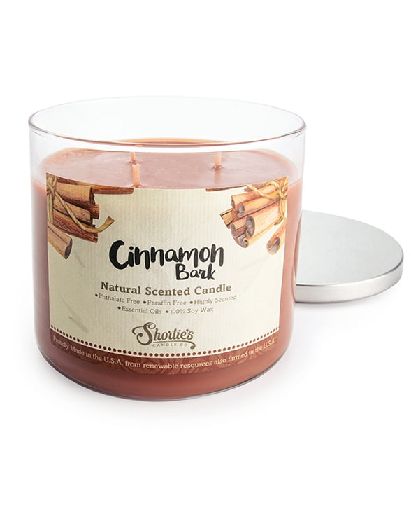Cinnamon Bark Scented 3 Wick Candle - All Natural - Made with 100% Responsibly Sourced Soy and Essential Fragrance Oils - Phthalate & Paraffin Free, Vegan, Non-Toxic