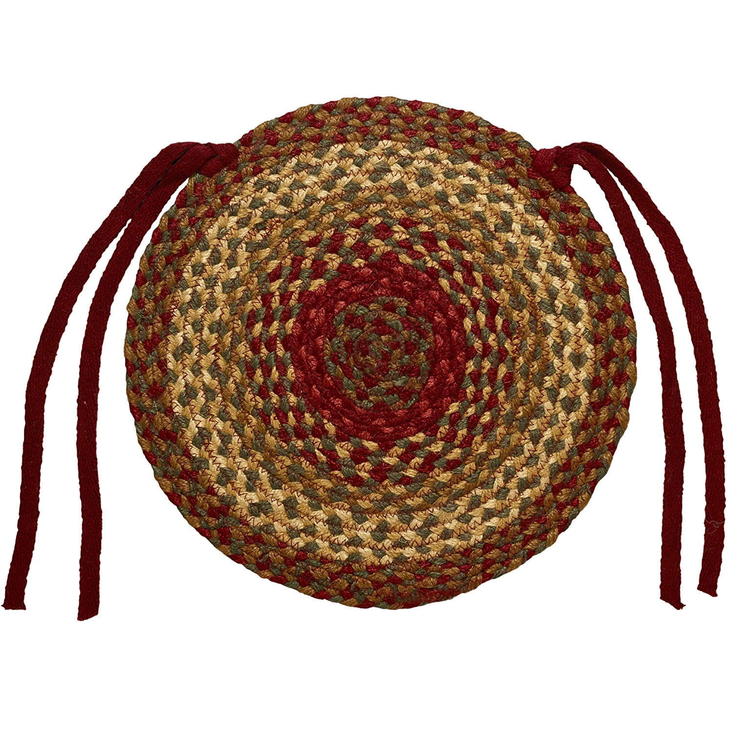 CWI Gifts Cinnamon Braided Chair Pad with Ties, Set of 2, Seat Back ...