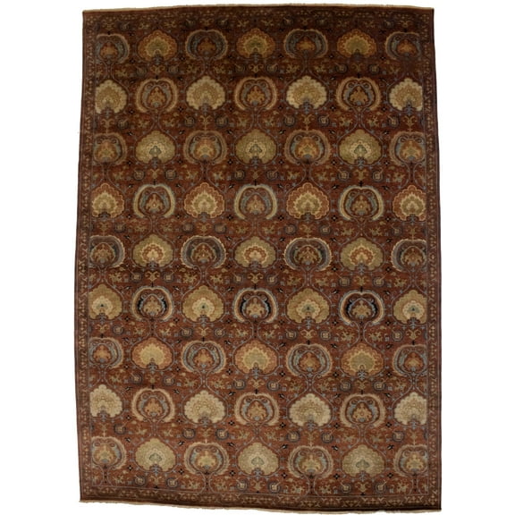Cinnamon Brown Floral 10X14 Osh Chobi Peshawar Oriental Rug