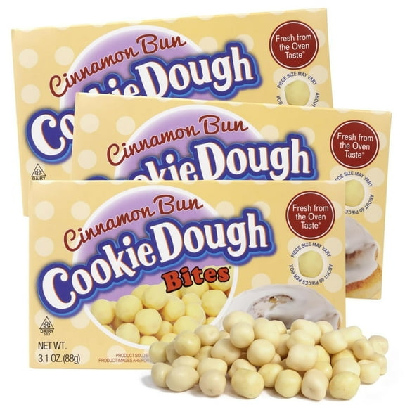 Cinnamon Bun Cookie Dough Bites, Movie Night Candy, Pack of 3, 3.1 Ounces per Box