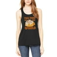 thumbnail image 1 of Cinnamon Bun Roll Too Pure for this World Womens Flowy Racerback Tank Top Black SM, 1 of 2