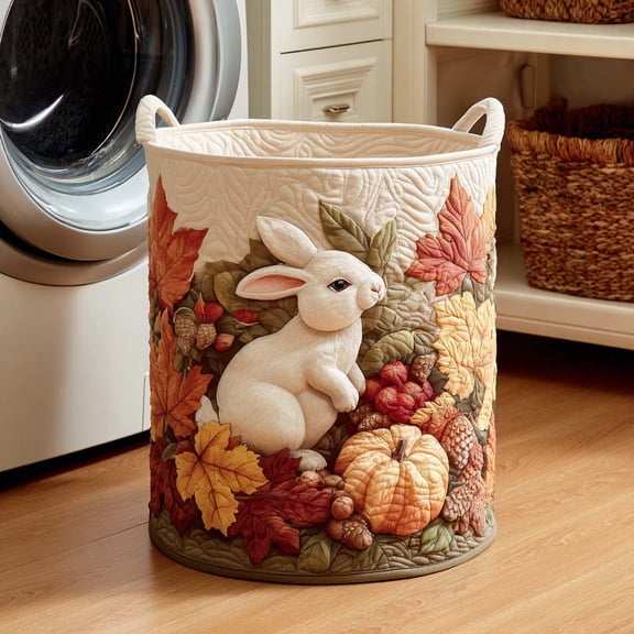 Cinnamon Bunny Quilted Laundry Basket