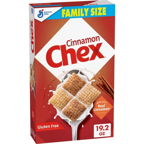 Cinnamon Chex Cereal, Gluten Free, Holiday Box, Chex Mix Ingredient, Family Size, 19.2 oz