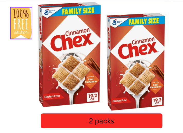 Cinnamon Chex Gluten Free Breakfast Cereal, Family Size, 19.2 oz Boxes, 2 Pack
