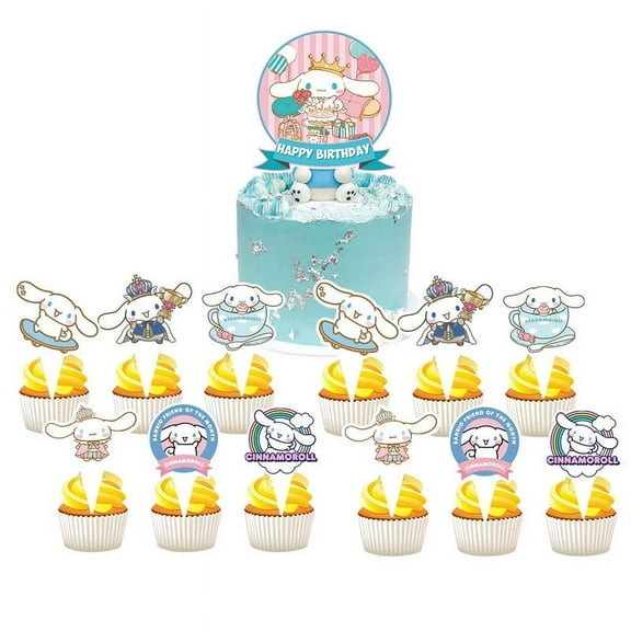 Cinnamon/Cinnamoroll Cake Topper CupcakeS Set Birthday Party Supplies Decoration Decor Kit