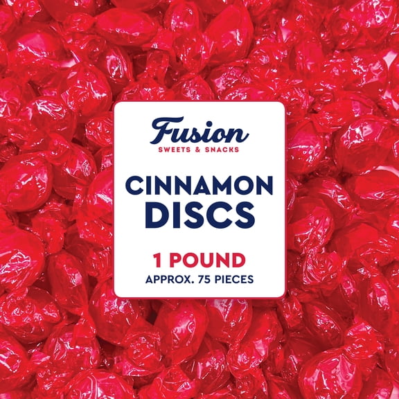 Cinnamon Discs Hard Candy - Bulk 1 Pound (Approx 75 Pieces) Individually Wrapped Red Cinnamon Candies - Holiday Bulk Cinnamon Candy