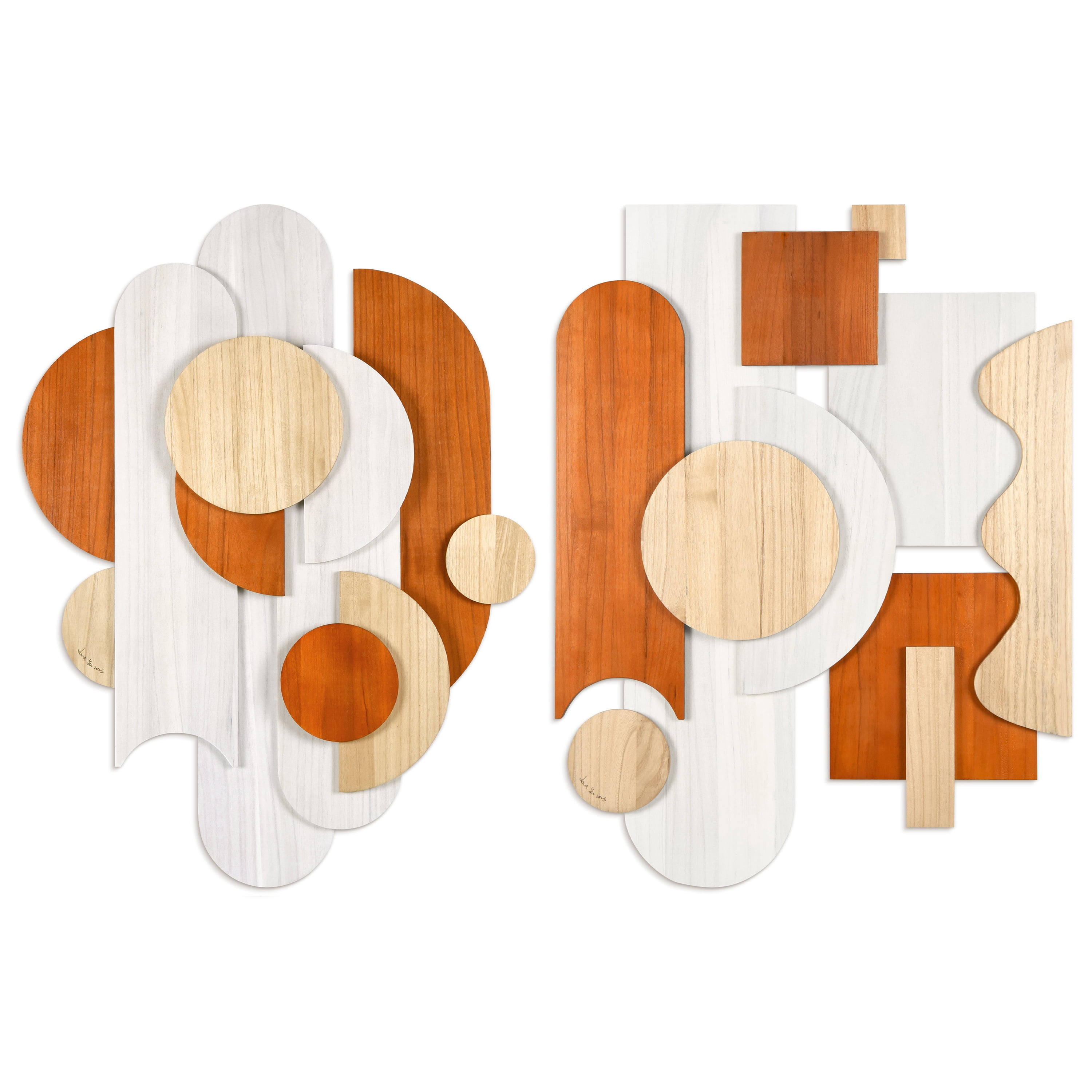 "Cinnamon Dreamscape I & II" Hand Made & Hand Finished Dimensional Solid Wood Abstracts