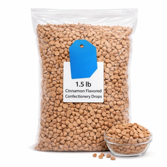 Cinnamon Flavored Confectionery Drops 1.5 lb Bulk Bag, Cinnamon Baking Chips for Baking & Decorating