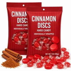 Cinnamon Hard Candy Individually Wrapped - Spicy Red Discs, 2 Bags 14oz Total