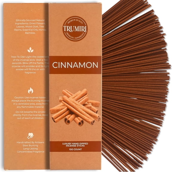 Cinnamon Incense Sticks - Pack of 100 Insence-Sticks - Incienso De Canela Made with Natural Inscent Ingredients - Scented Insense Non Toxic Incents