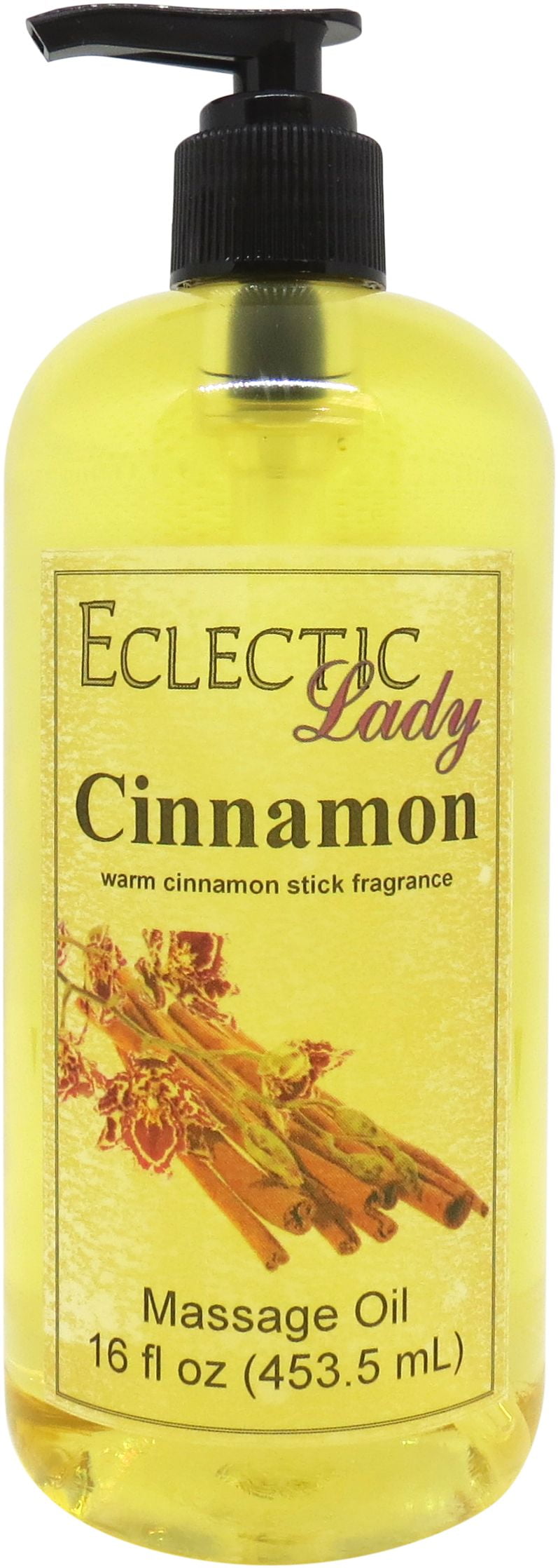 Cinnamon Massage Oil by Eclectic Lady, 16 oz, Sweet Almond Oil and Jojoba Oil
