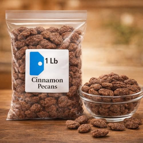 Cinnamon Pecans  1 lb Bag, Sweet & Crunchy Spiced Nuts, Gourmet Snack