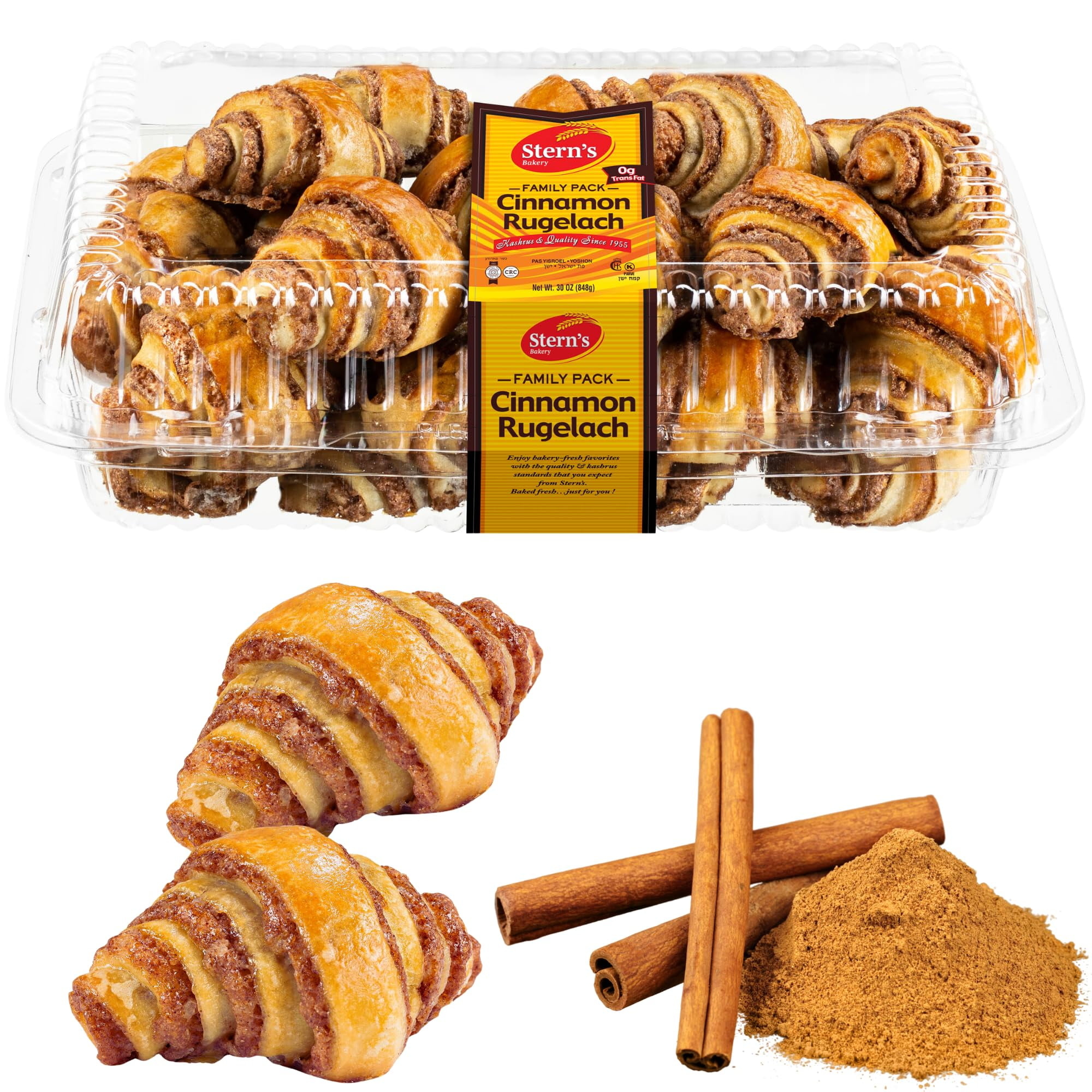 Cinnamon Rolls | Cinnamon Buns | SMRBreakfast Pastry | Approx 20 Rugelach Pastries Cinnamon Croissants | Preservative Free & No Coloring Added | Dairy & Nut Free | 19 oz Sterns Bakery