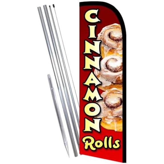 Cinnamon Rolls Premium Windless Feather Banner Flag Kit (Flag, Pole, & Ground Mt)$$Other