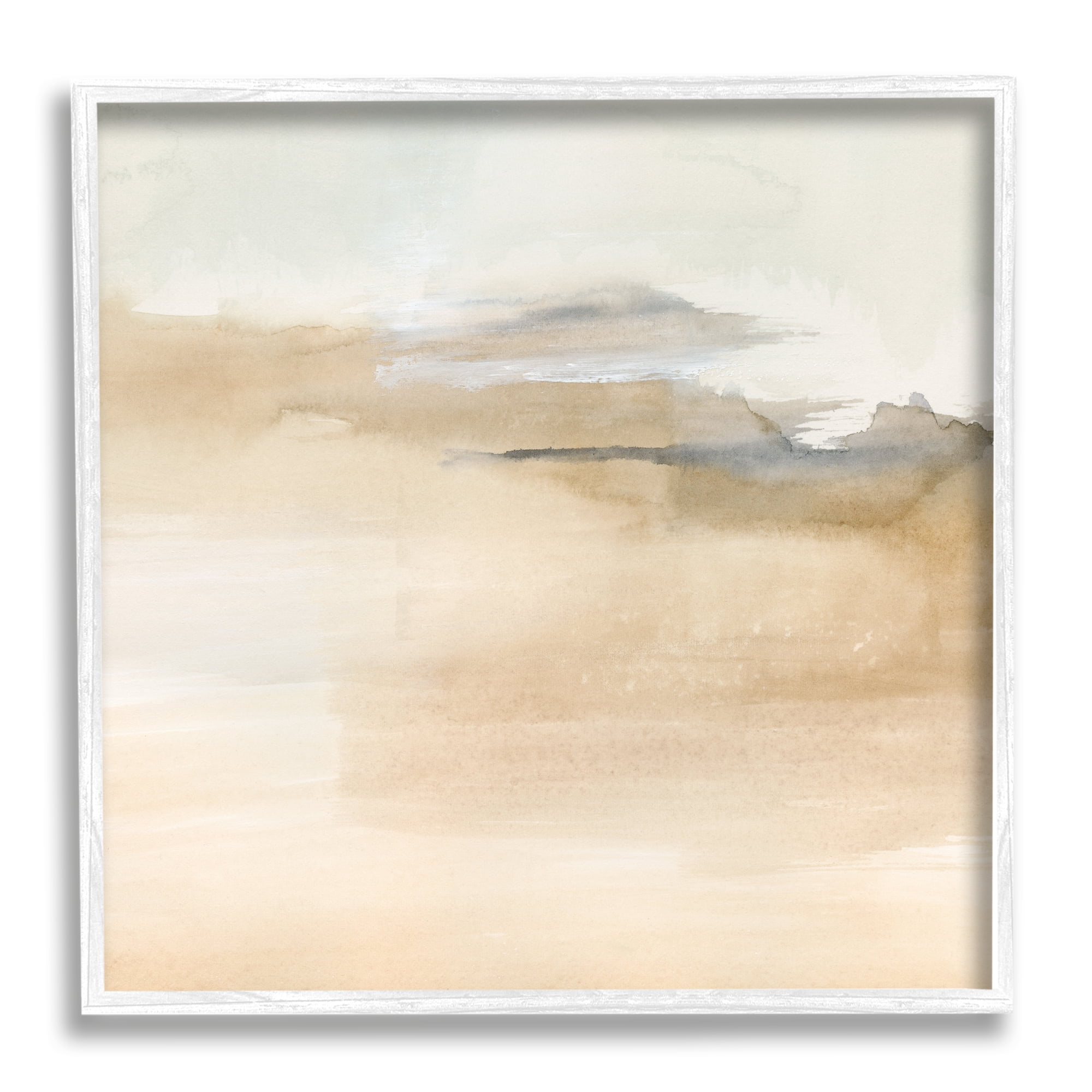 Cinnamon Shores Abstract Landscape Soft Neutral Tones Abstract Framed Art Print Wall Art, 17x17