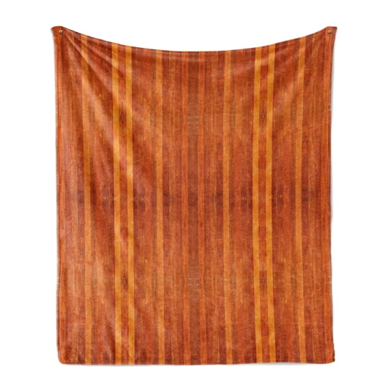 Cinnamon Soft Flannel Fleece Throw Blanket, Vertical Stripes in Brown Tones Simple Print with a Wooden Old Fashioned Look, Cozy Plush for Indoor and Outdoor Use, 50" x 60", Multicolor, by Ambesonne