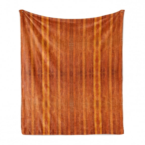 Cinnamon Soft Flannel Fleece Throw Blanket, Vertical Stripes in Brown Tones Simple Print with a Wooden Old Fashioned Look, Cozy Plush for Indoor and Outdoor Use, 60" x 80", Multicolor, by Ambesonne