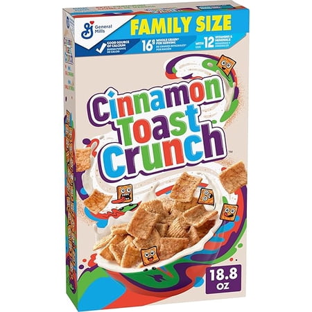 Cinnamon Toast Crunch Breakfast Cereal, Crispy Cinnamon Cereal, Family Size, 18.8 oz Cereal Box