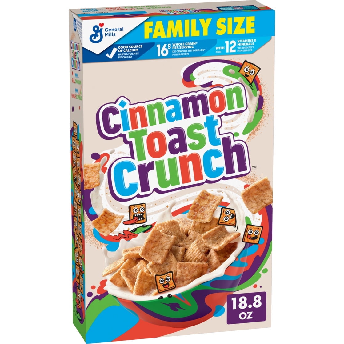 Cinnamon Toast Crunch Breakfast Cereal, Crispy Cinnamon Cereal, Family Size, 18.8 oz(pack of 4)