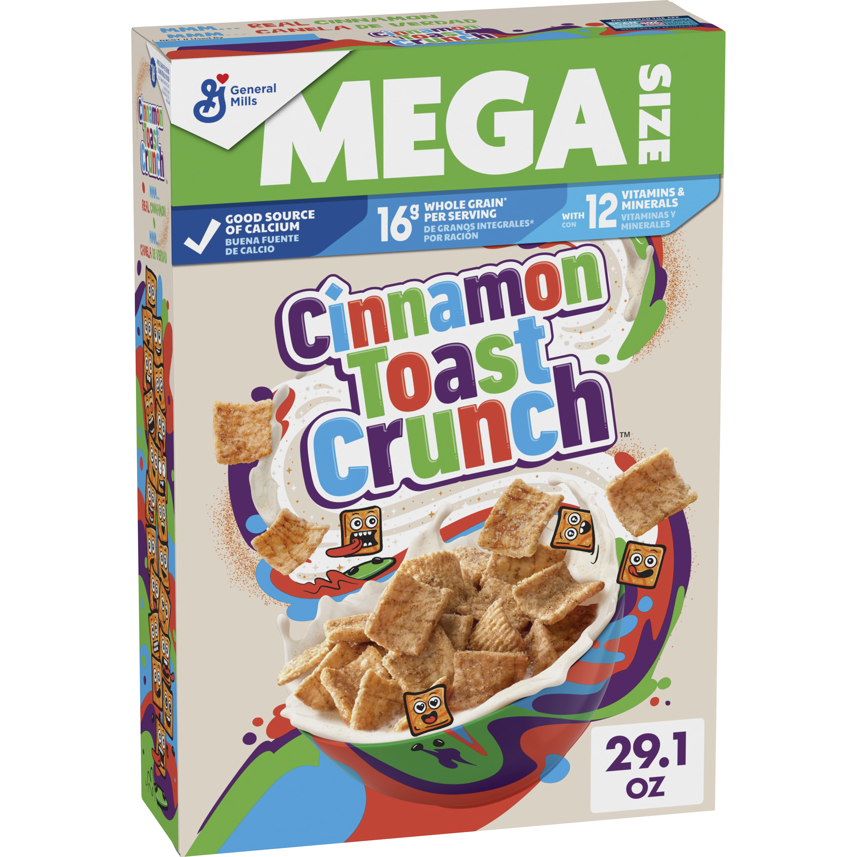 Cinnamon Toast Crunch Breakfast Cereal, Crispy Cinnamon Cereal, Mega Size, 29.1 oz - image 1 of 11