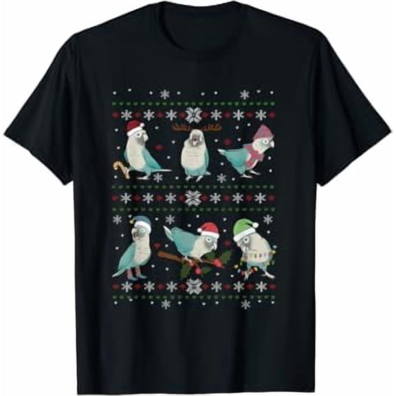 Cinnamon Turquoise Green-Cheek Conure Ugly Christmas T-Shirt