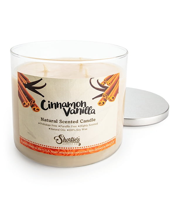 Cinnamon Vanilla Scented 3 Wick Candle - All Natural - Made with 100% Responsibly Sourced Soy and Essential Fragrance Oils - Phthalate & Paraffin Free, Vegan, Non-Toxic