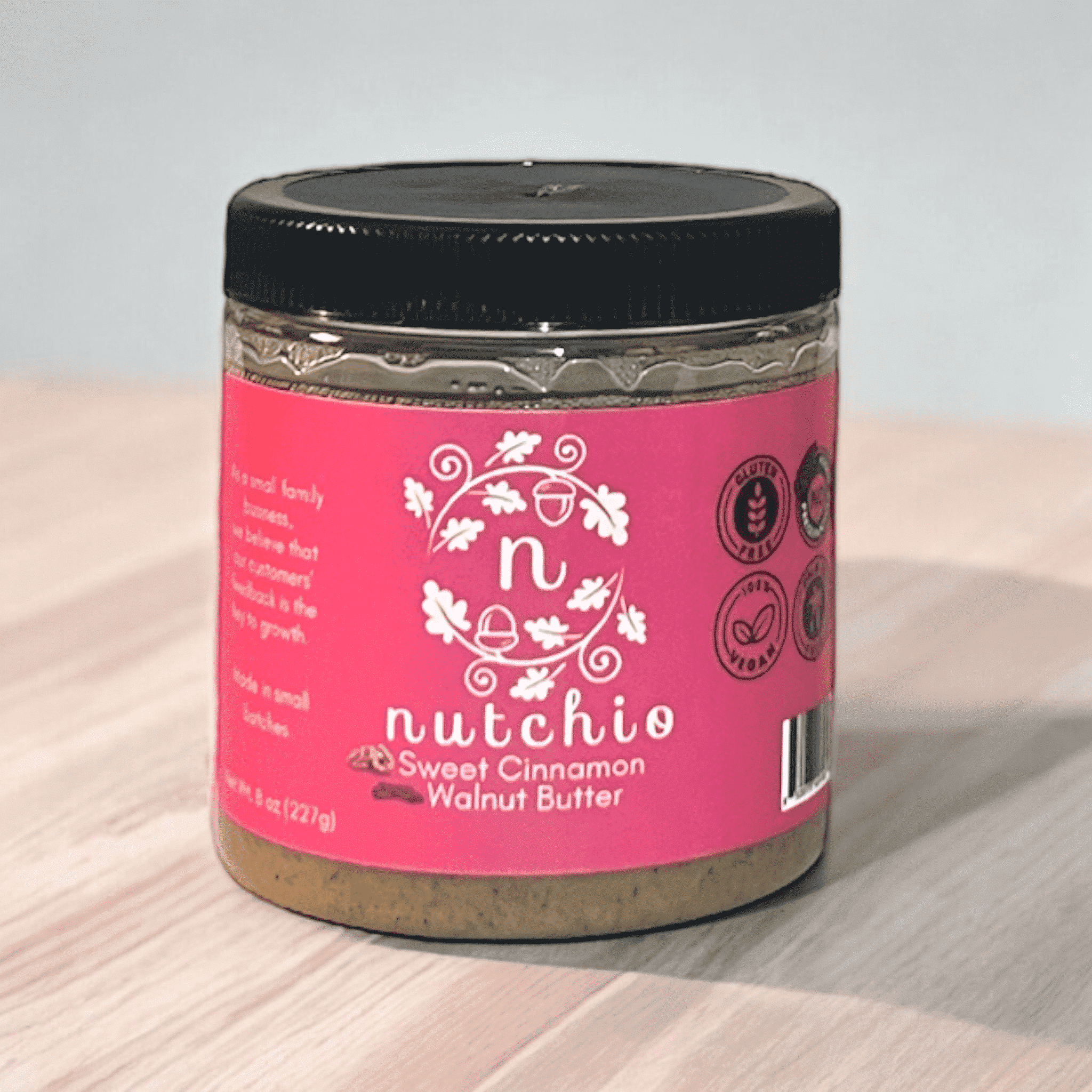 Nutchio Sweet Cinnamon Walnut Butter, Clean-Ingredients, 8 oz