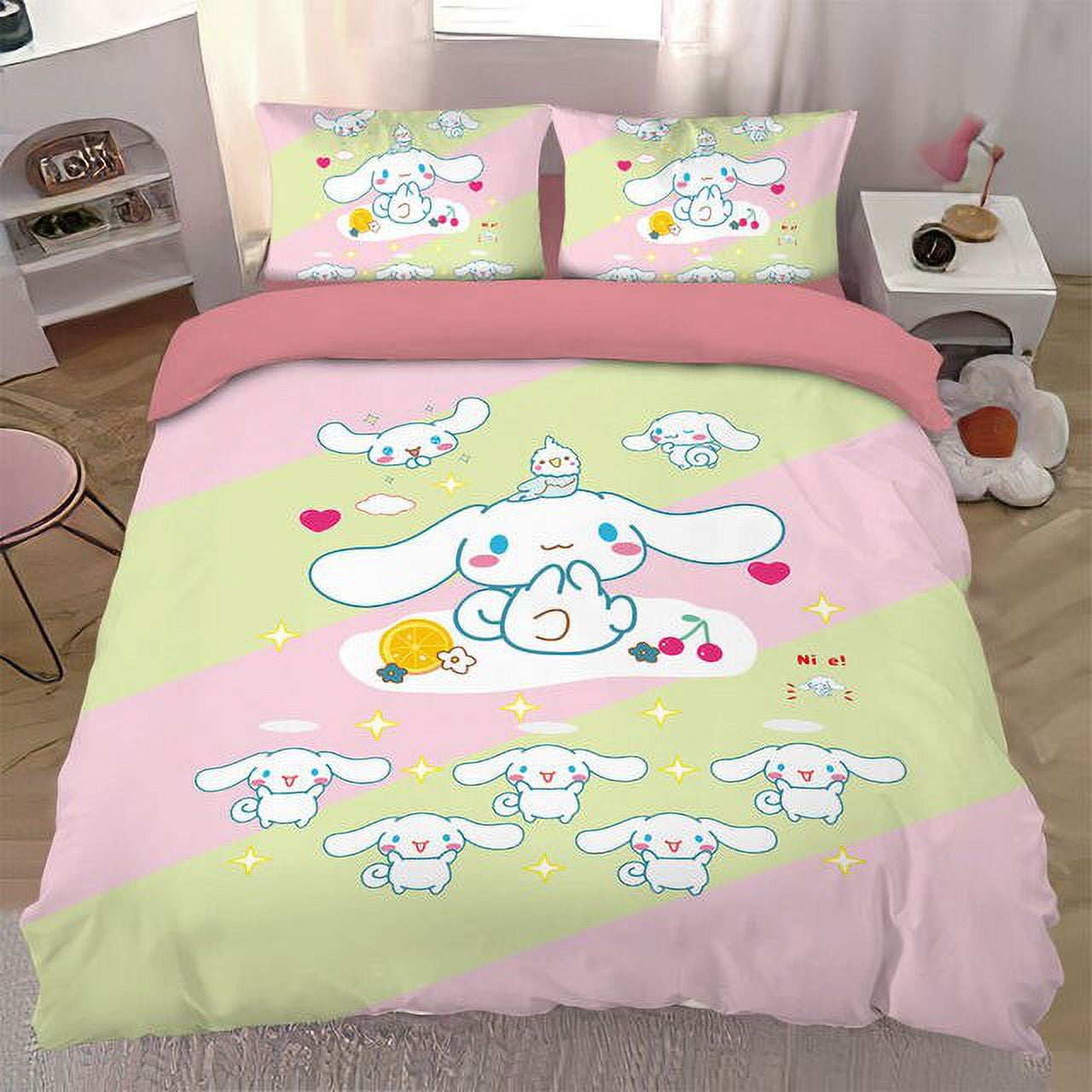 Cinnamoroll Anime Kawaii Sanrio Bedding Set Blanket Cute Cartoon Cotton ...