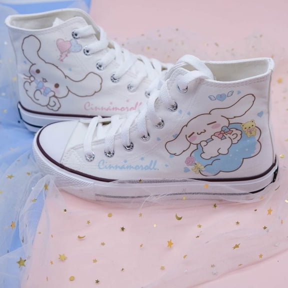 Cinnamoroll Big-ear Dog High-top Canvas Shoes for Women Ins Graffiti Versatile and Trendy