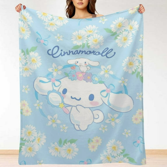 Cinnamoroll Blanket for Women Girls Flannel Blanket Cute Throw Blanket Fluffy Blanket Plush Blankets Soft Blanket for Travel Bed Sofa Couch Birthday Gifts for Kids Adult,Blue 80X60
